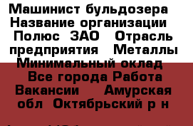 Машинист бульдозера › Название организации ­ Полюс, ЗАО › Отрасль предприятия ­ Металлы › Минимальный оклад ­ 1 - Все города Работа » Вакансии   . Амурская обл.,Октябрьский р-н